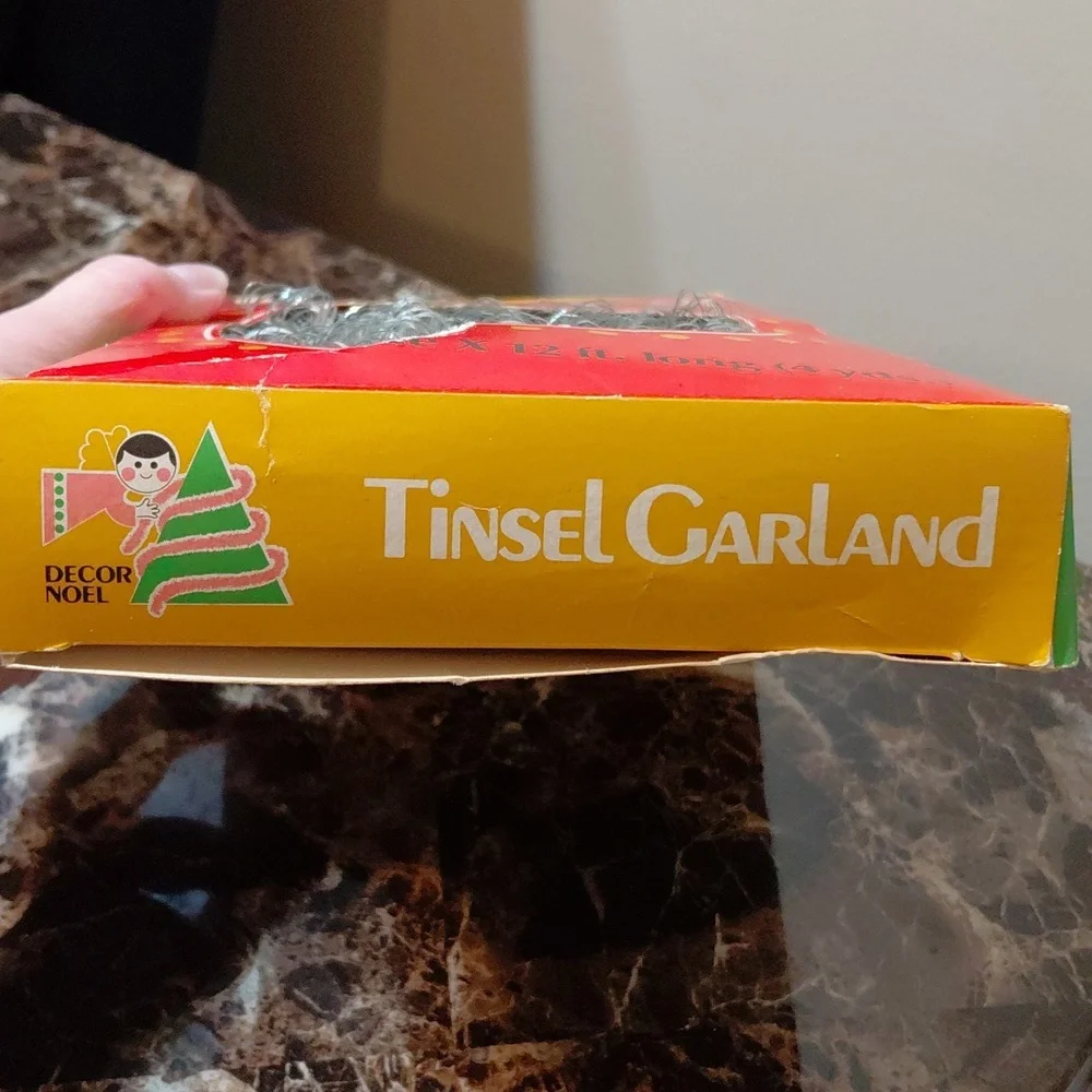 NOS Vintage Decor Noel Silver Tinsel Garland